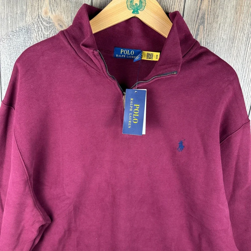 Polo Ralph Lauren Half Zip Pullover Wine Burgundy Cotton Knit New Mens XXL